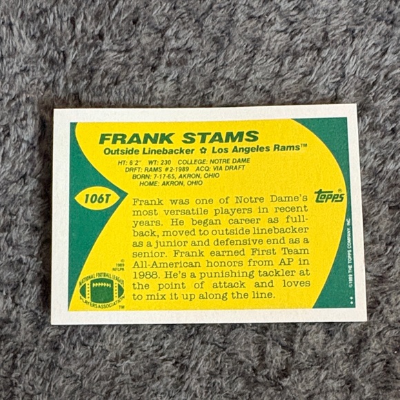 Topps Los Angeles Rams Frank Stams Football Card - Picture 2 of 2